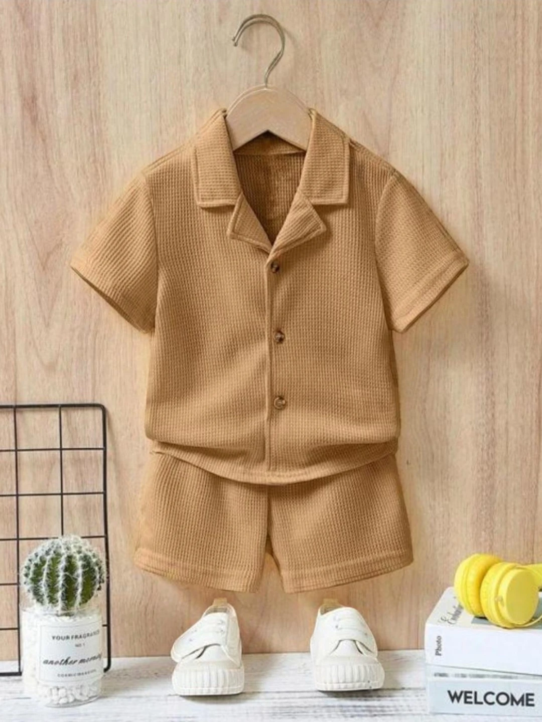 Girls' Premium Fabric Clothing Set Beige – Regular Fit