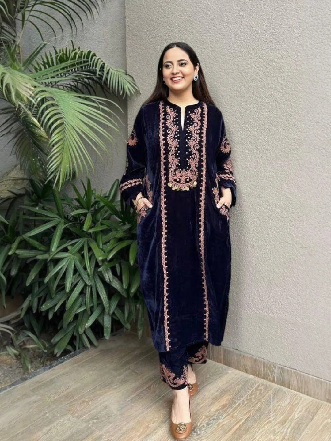 Women's Velvet Suit Blue – Ready to Wear