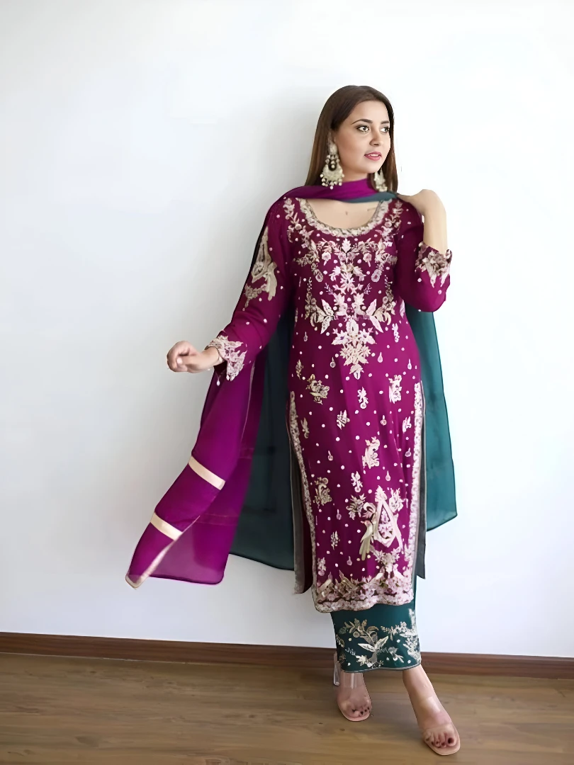 Women's Georgette Suit Purple – Ready to Wear