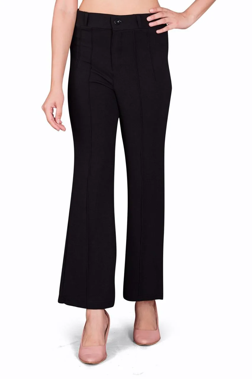 Women's Premium Fabric Trousers Black – Slim Fit