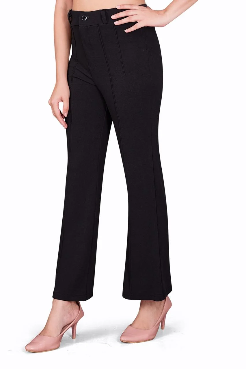 Women's Premium Fabric Trousers Black – Slim Fit — view 4
