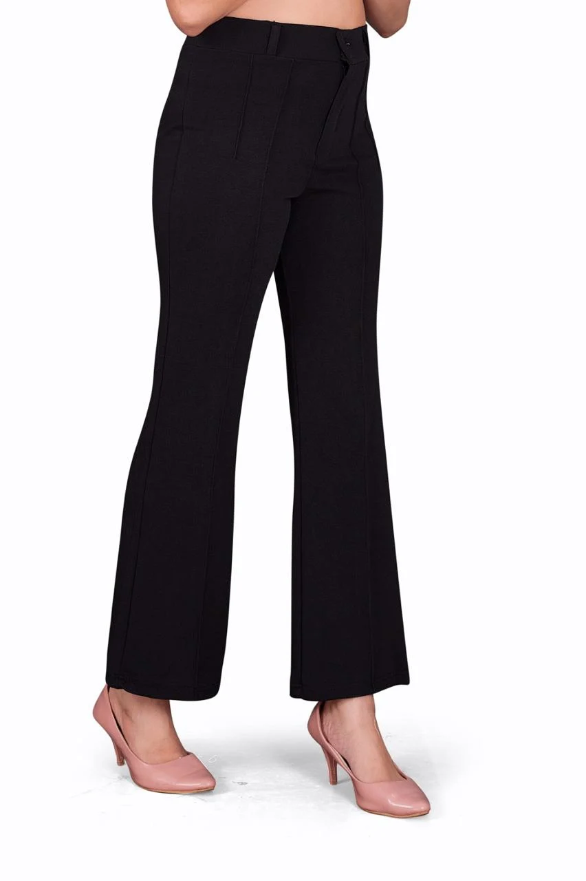 Women's Premium Fabric Trousers Black – Slim Fit — view 3