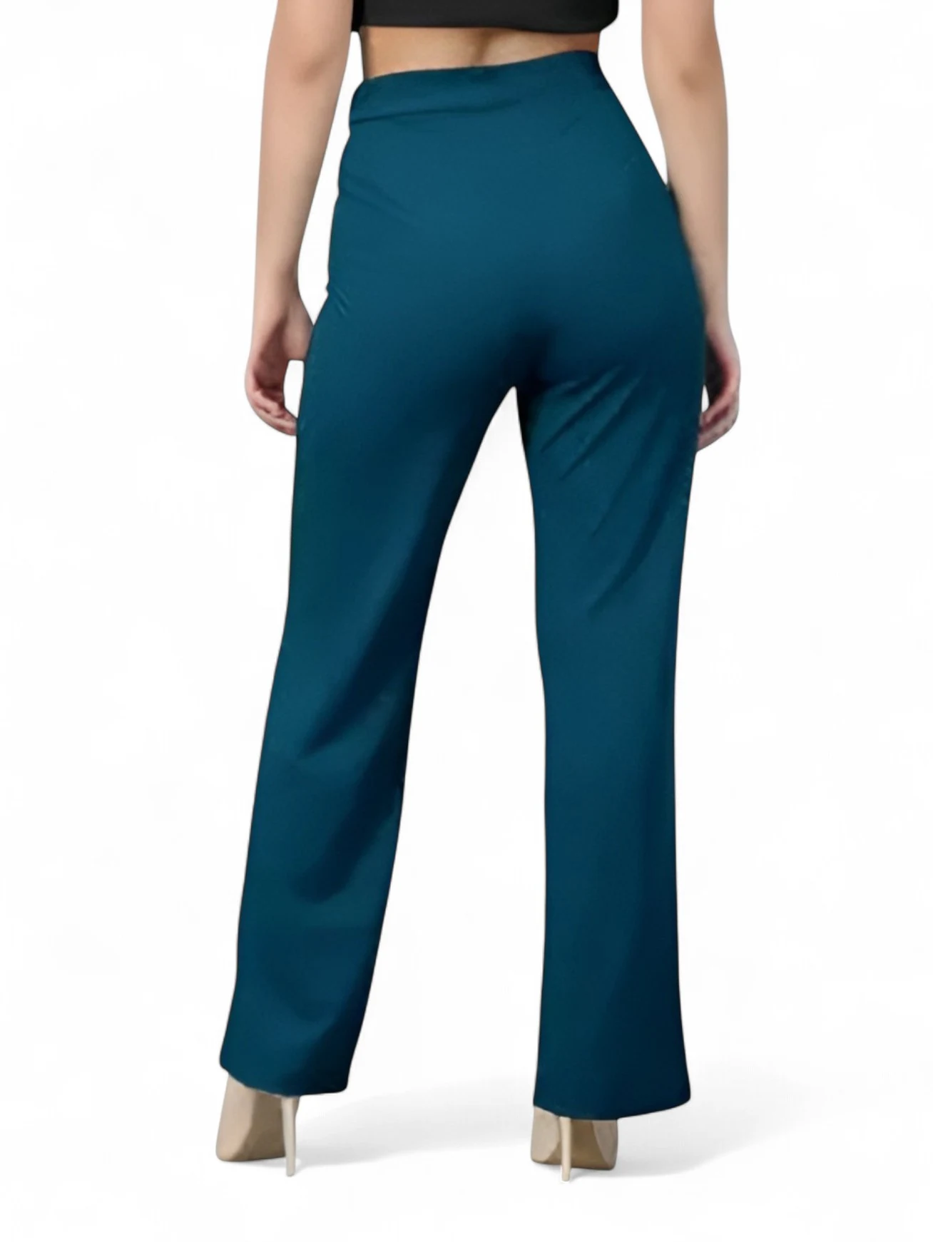 Women's Premium Fabric Trousers Teal Blue – Slim Fit — view 2