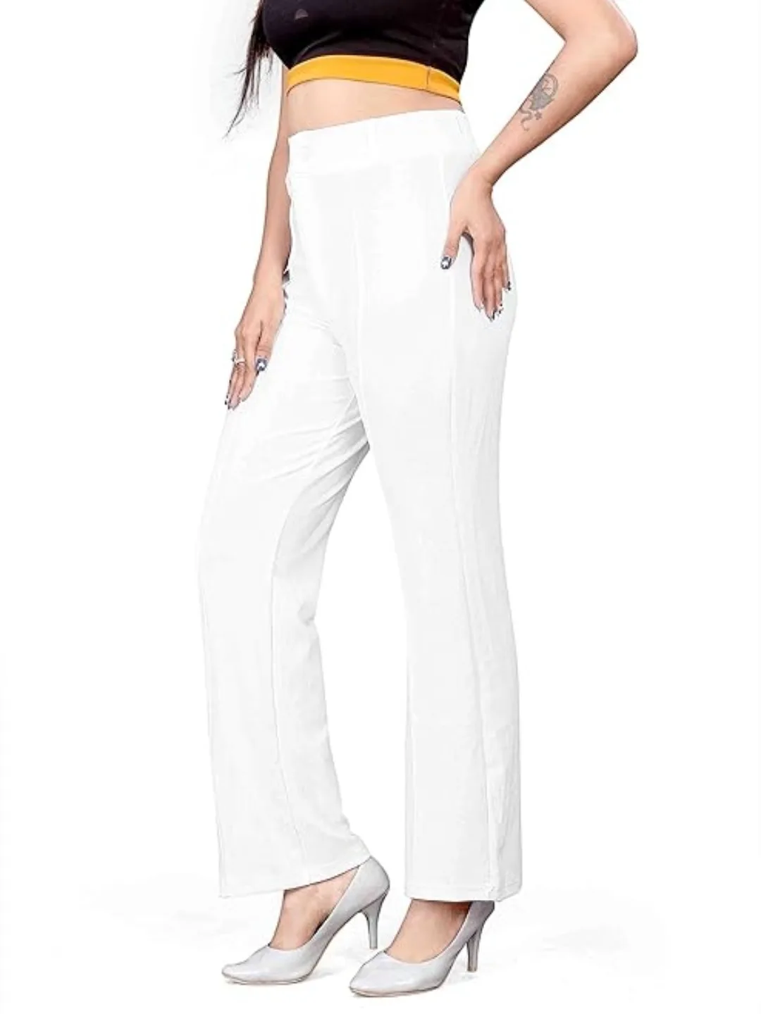 Women's Premium Fabric Trousers White – Slim Fit — view 3