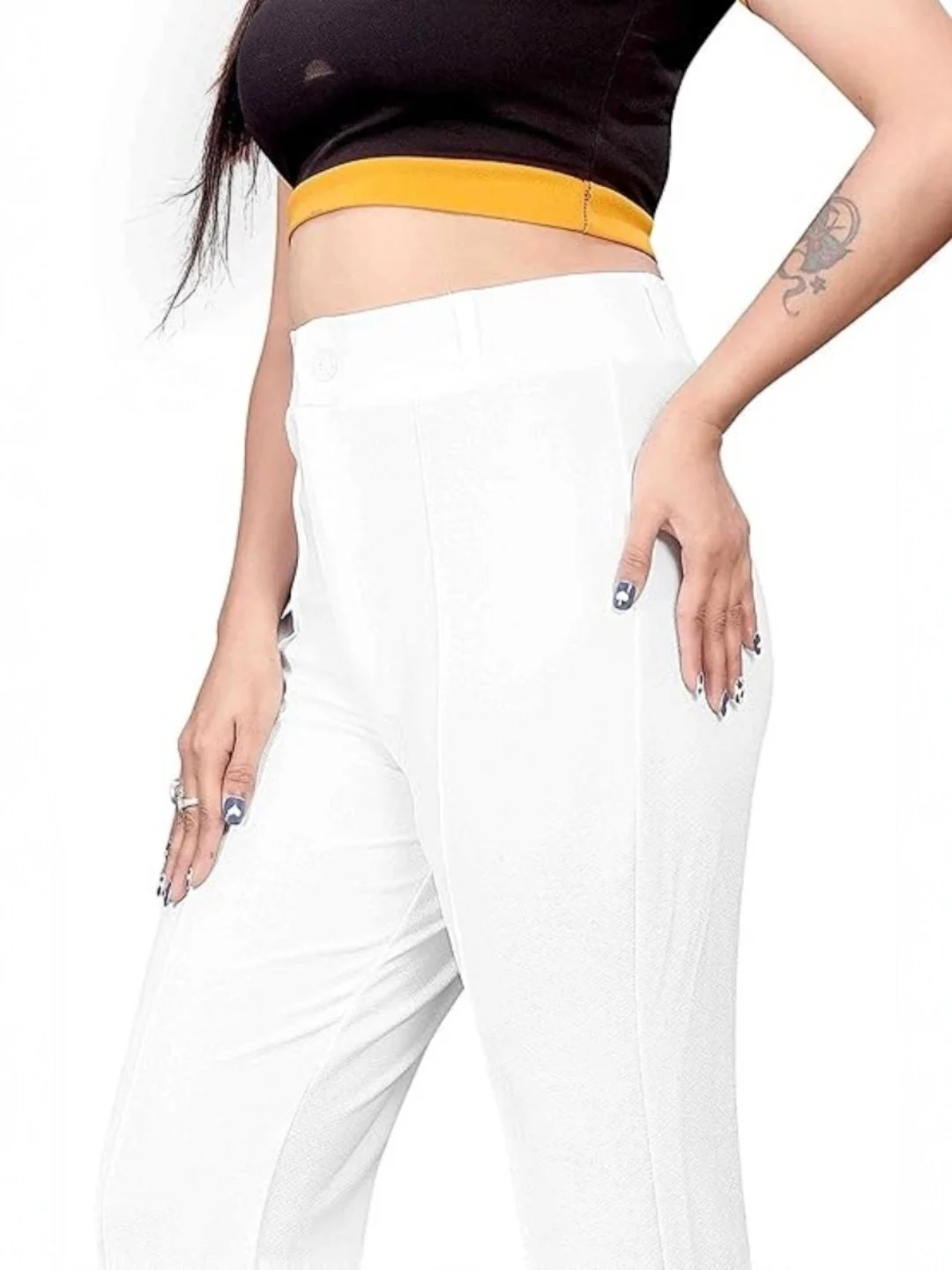 Women's Premium Fabric Trousers White – Slim Fit — view 2