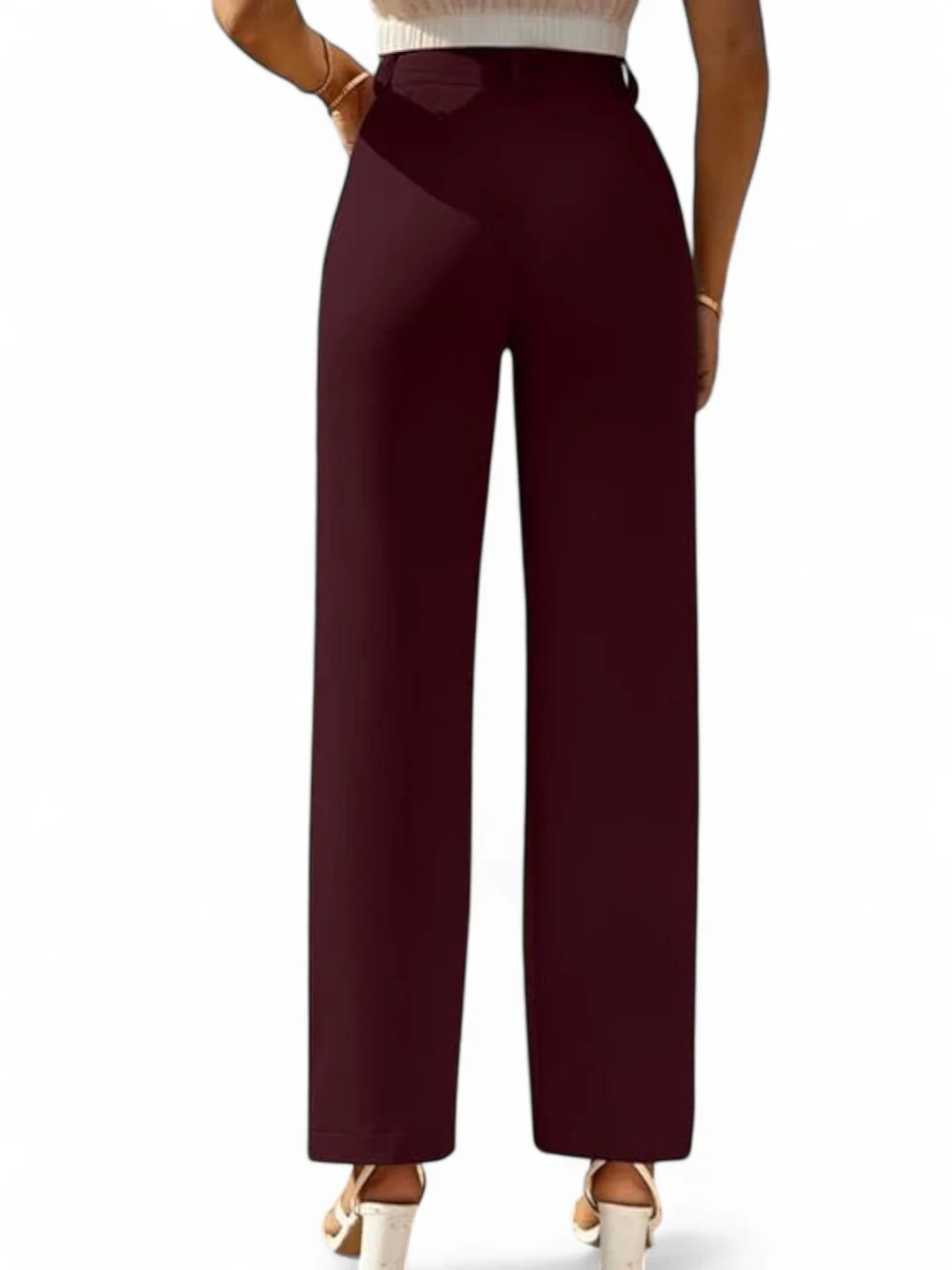 Women's Premium Fabric Trousers Wine – Slim Fit — view 4