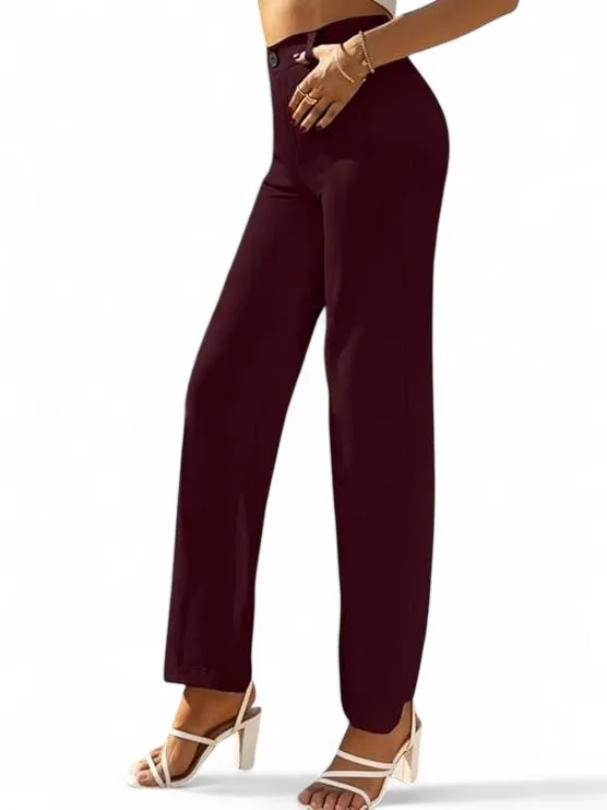 Women's Premium Fabric Trousers Wine – Slim Fit — view 3