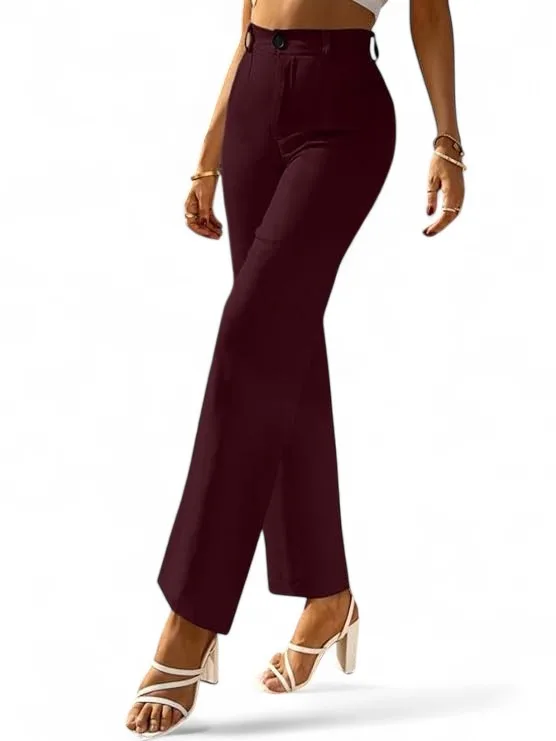 Women's Premium Fabric Trousers Wine – Slim Fit — view 2