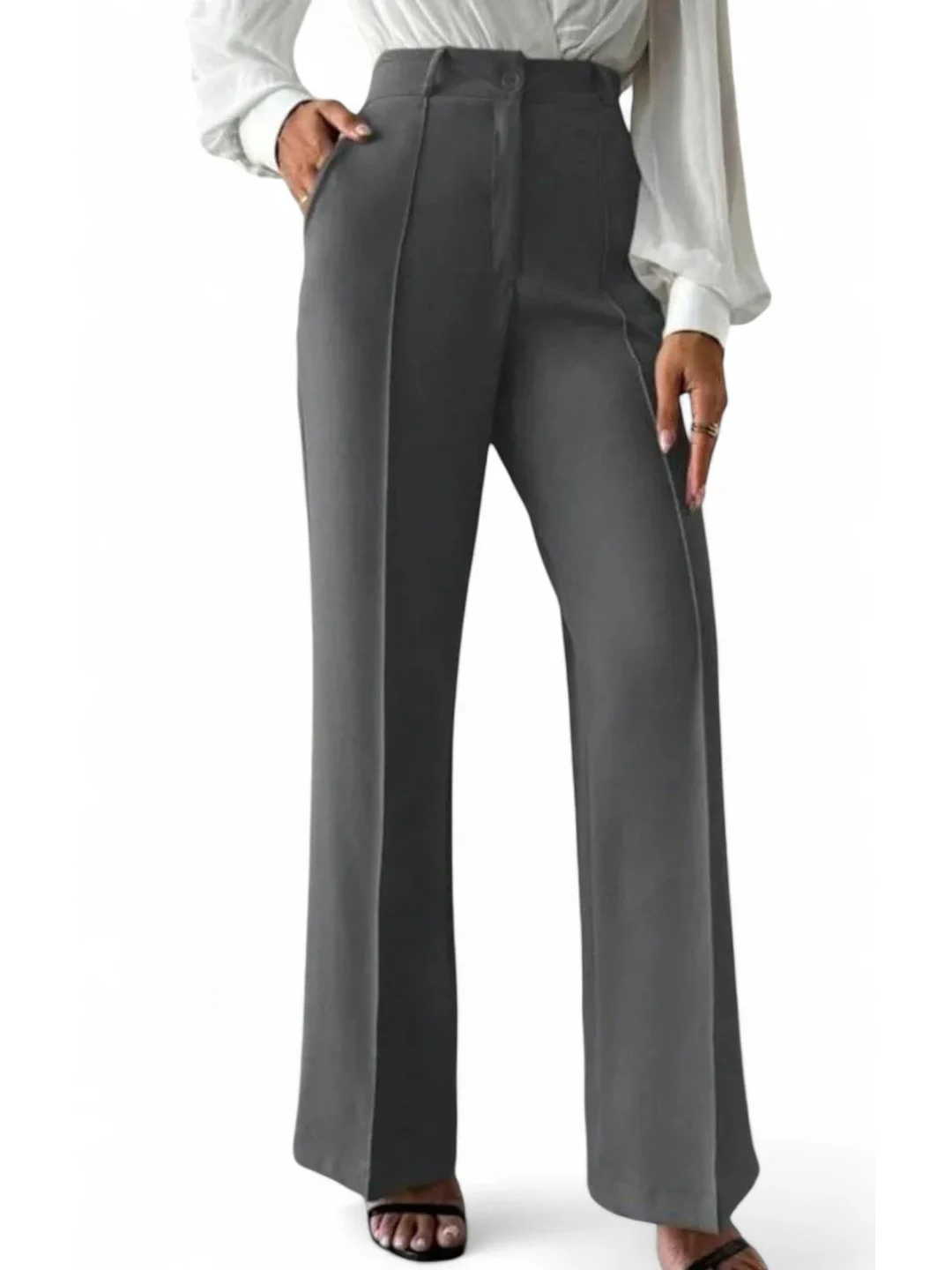 Women's Premium Fabric Trousers Grey – Slim Fit