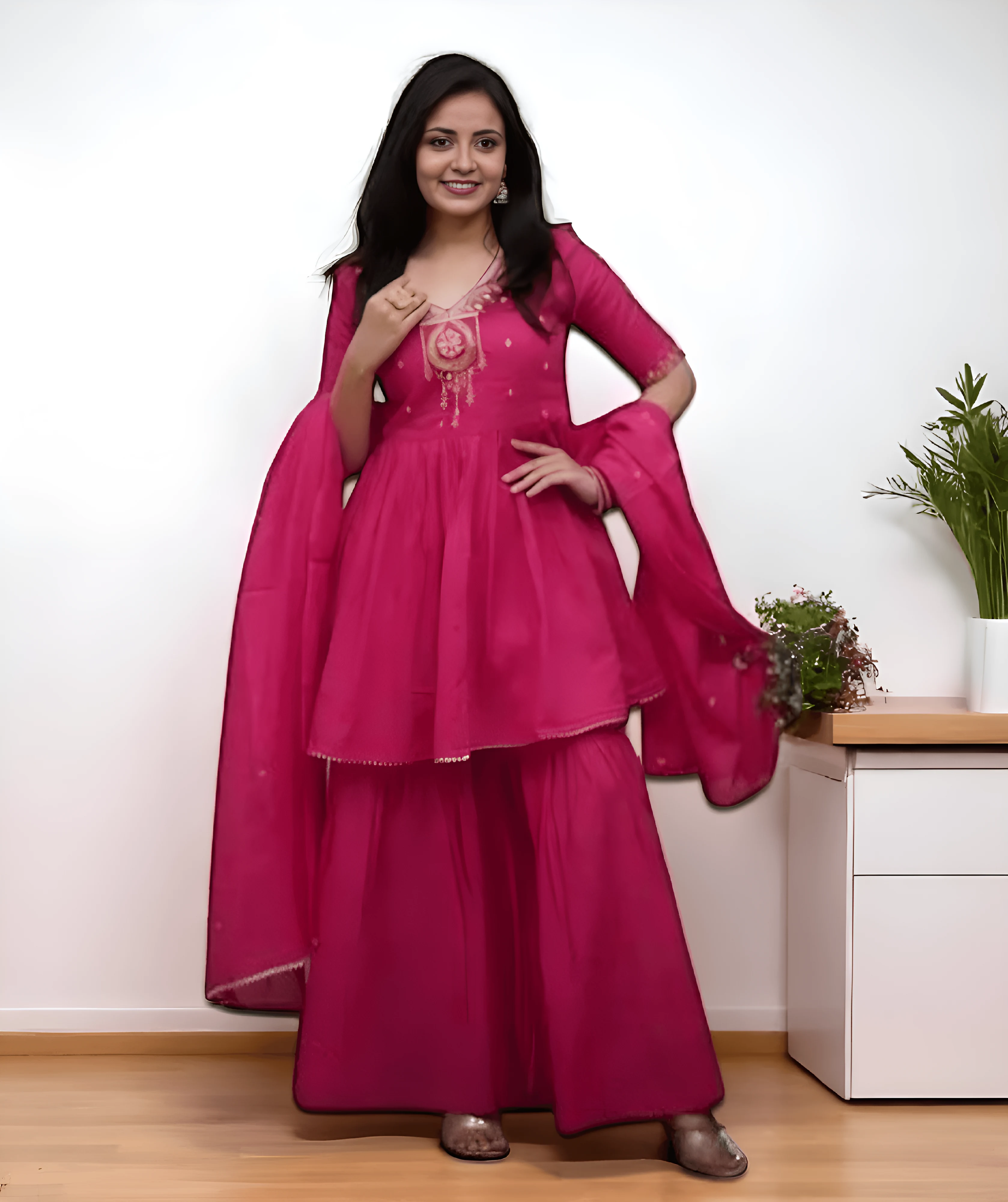 Women's Cotton Kurta Set Magenta – Ready to Wear