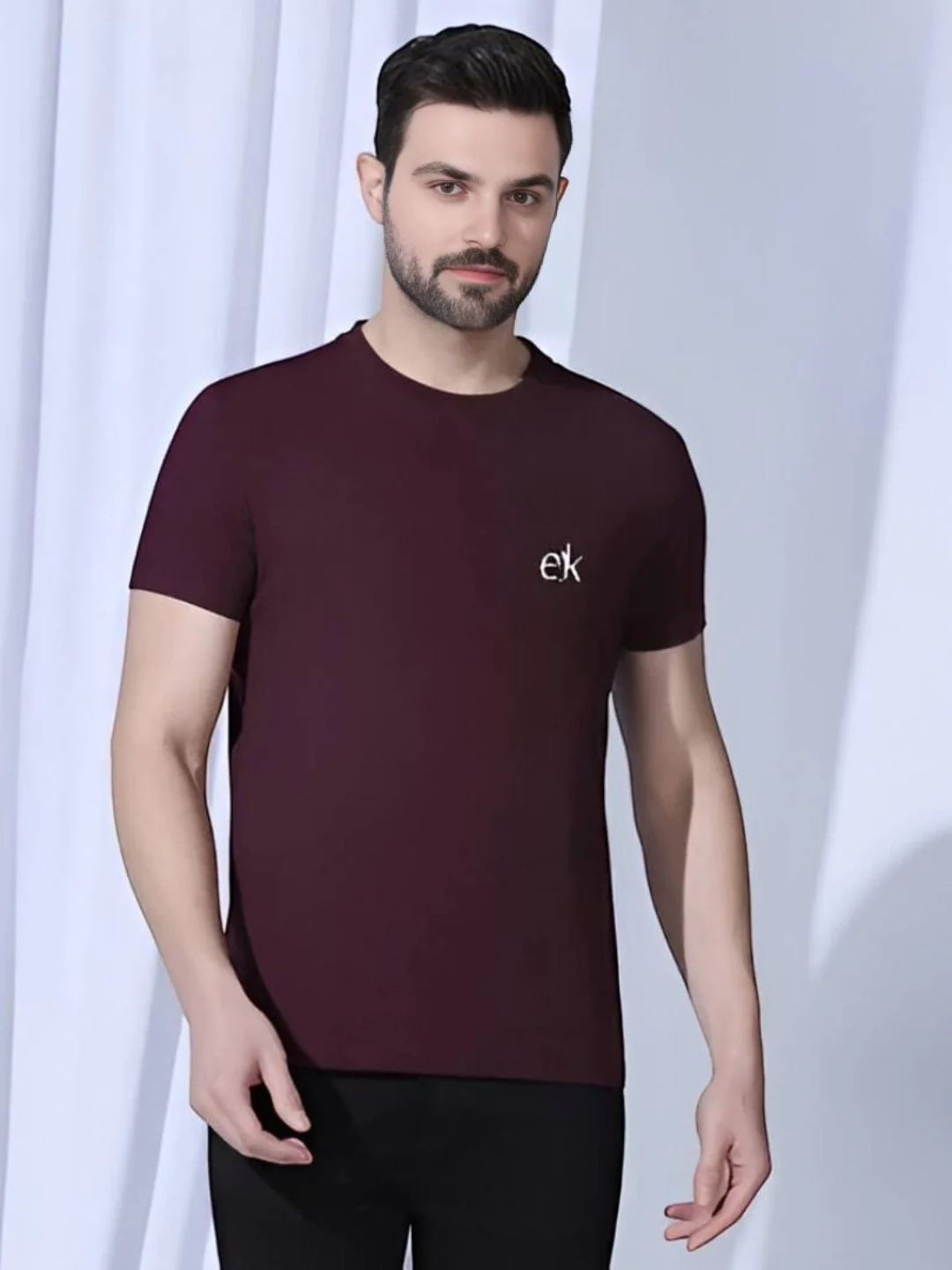 Men's Premium Fabric T-Shirt Wine – Solid