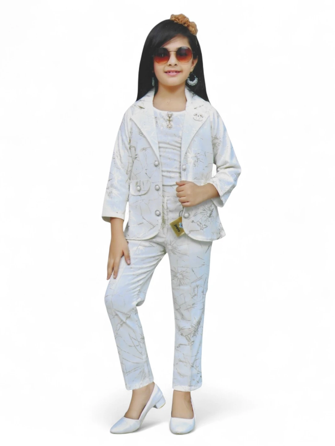 Girls' Premium Fabric Clothing Set White – Ready to Wear