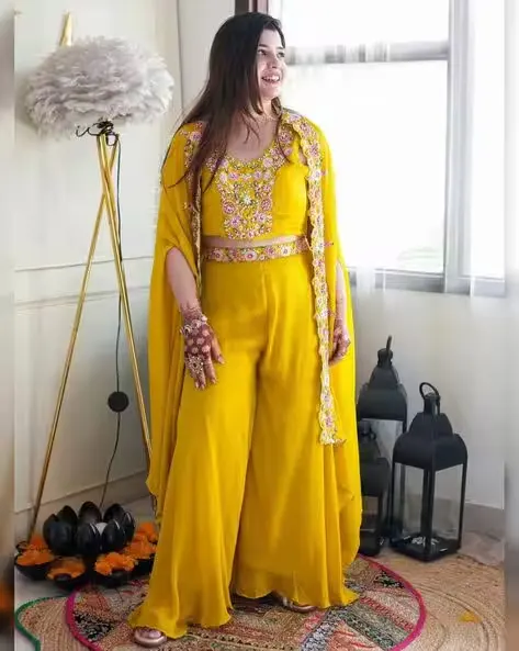 Women's Indo-Western Outfit Yellow – Ready to Wear