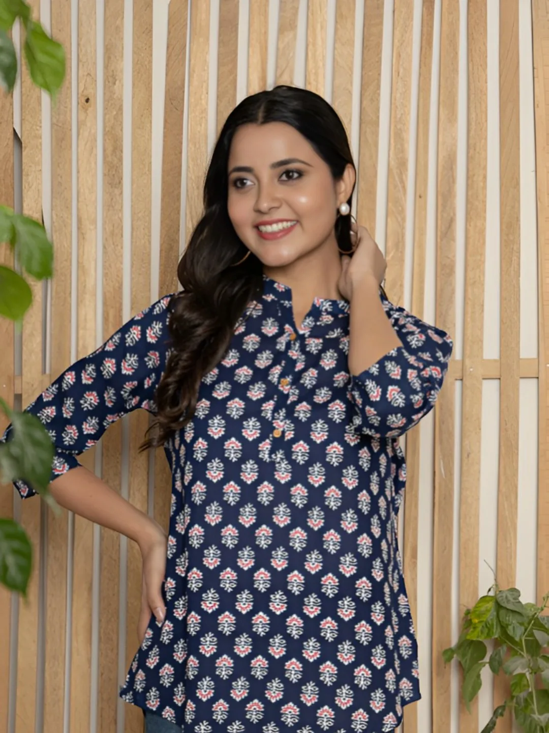 Women's Cotton Kurti Navy Blue – Ready to Wear