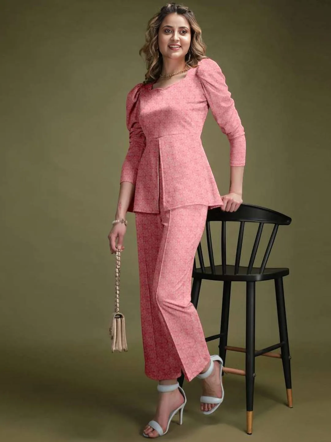 Women's Premium Fabric Co-Ord Set Peach – Ready to Wear