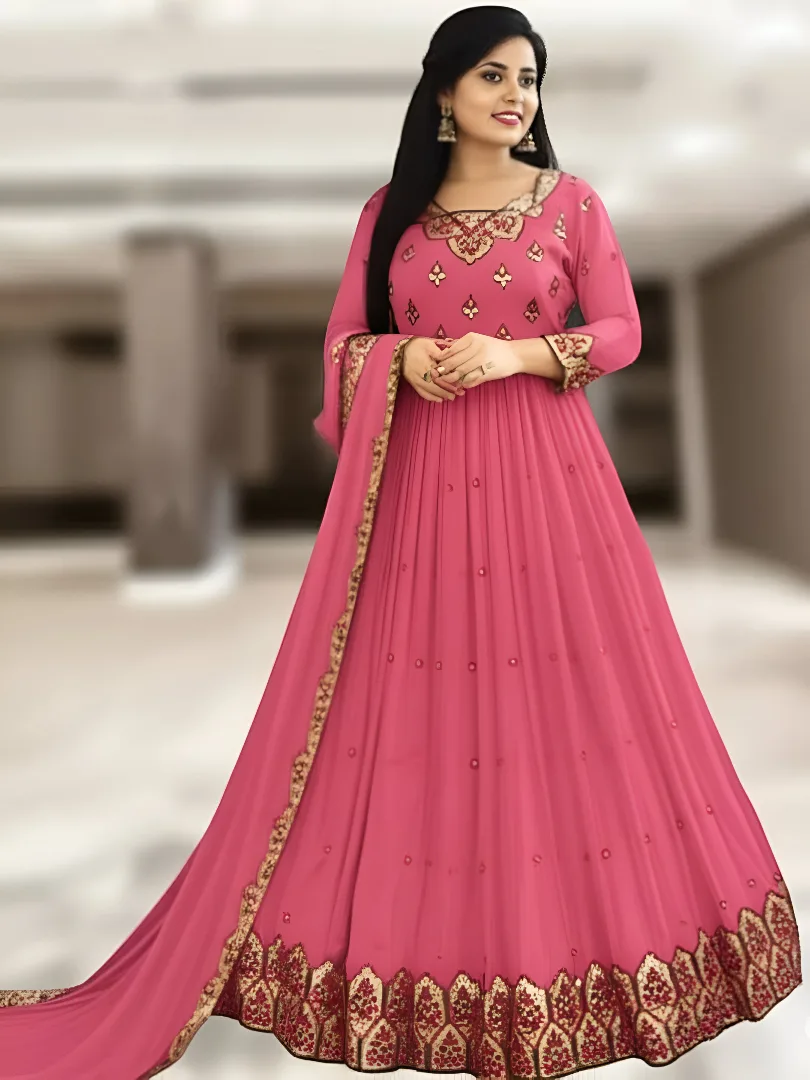Women's Faux Georgette Gown Pink – Ready to Wear