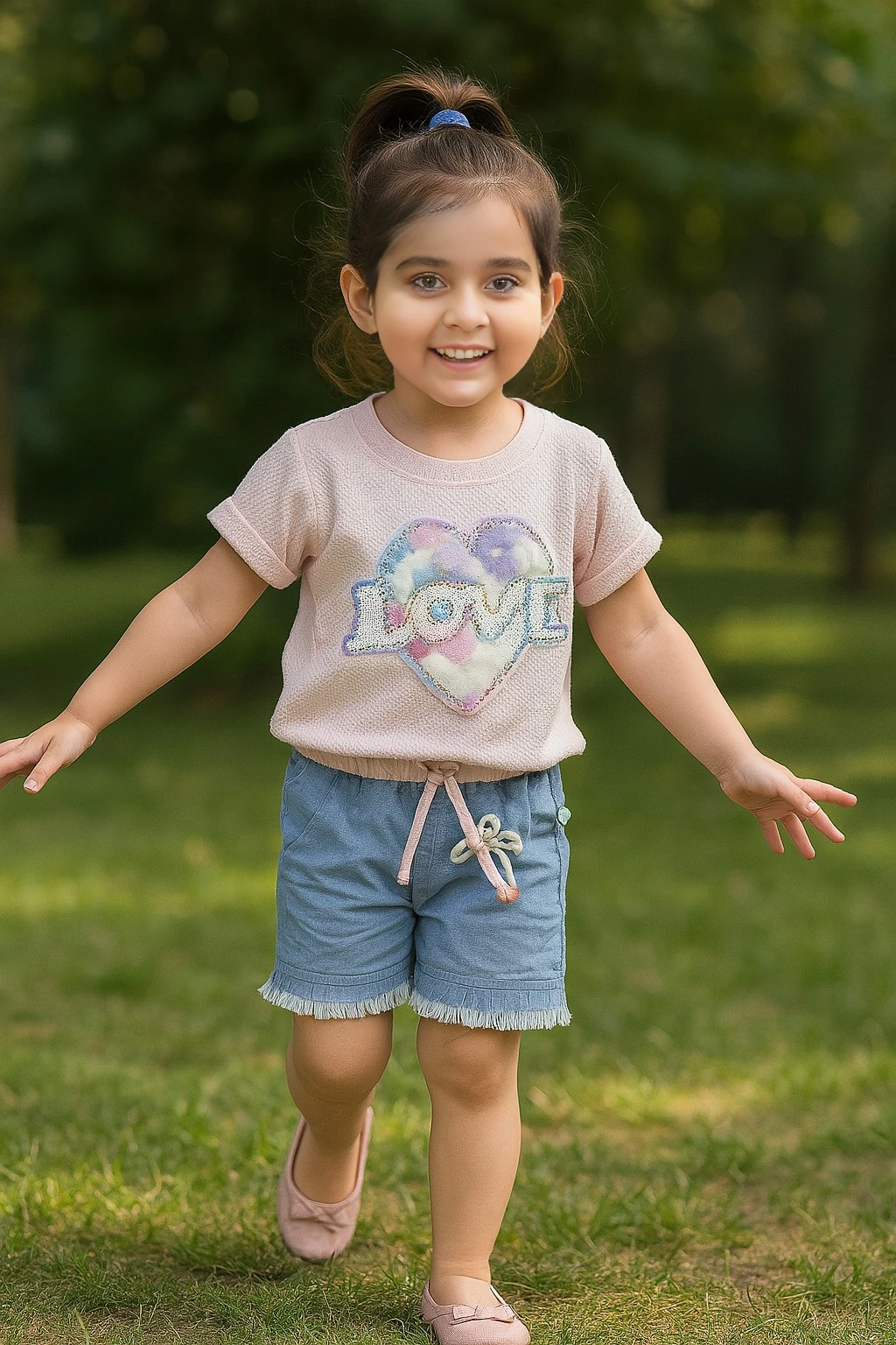 Girls' Cotton Shorts Baby Pink – Regular Fit