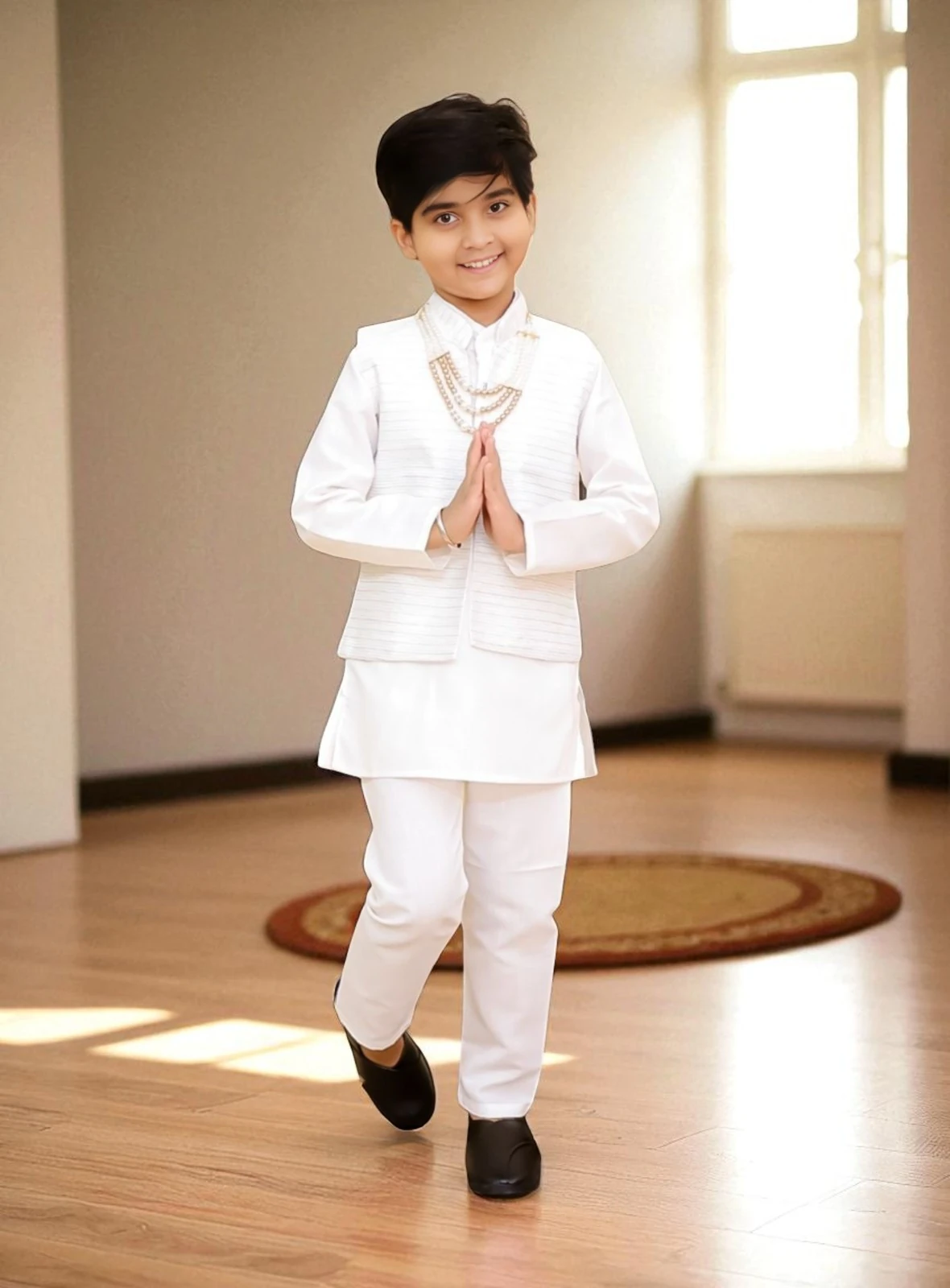 Girls' Premium Linen Cotton Kurta White – Ready to Wear