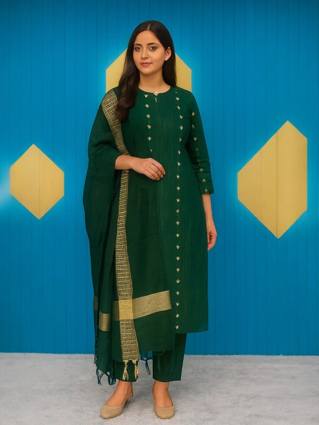 Women's Linen Palazzo Green – a-Line