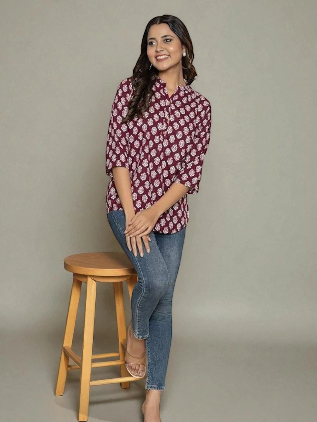 Women's Cotton Kurti Maroon – Ready to Wear