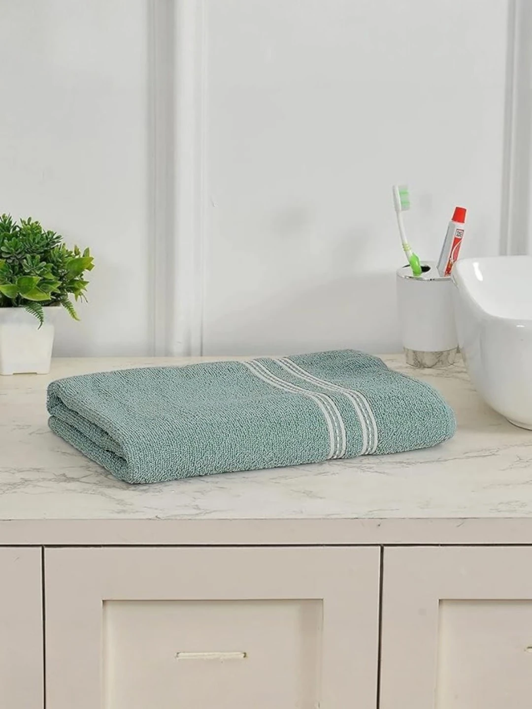 Cotton Towel Sea Green – Striped