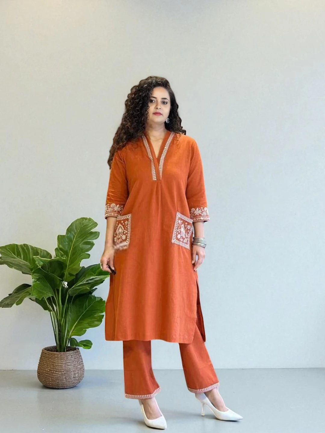 Women's Cotton Kurti Rust – Floral Print