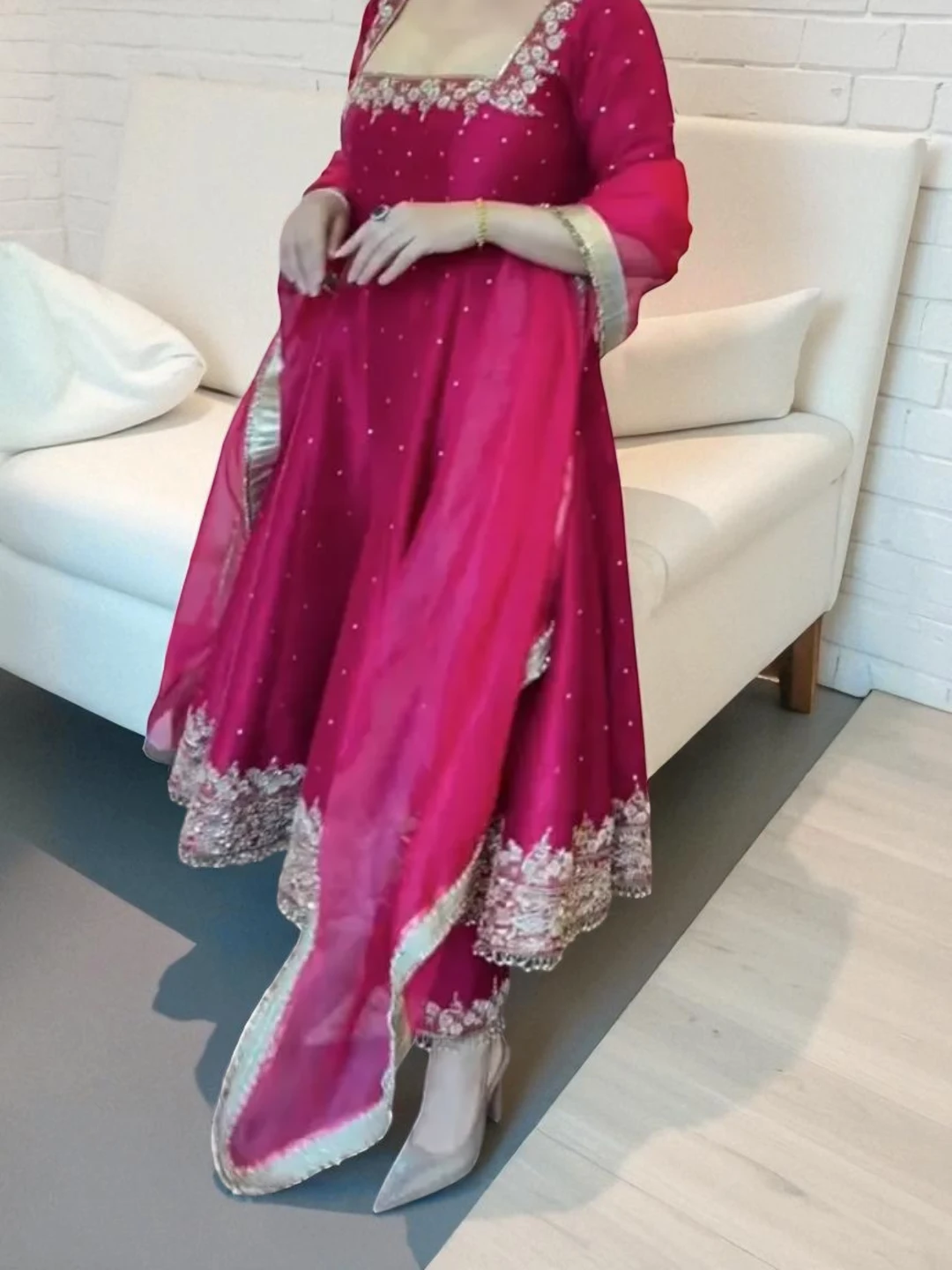 Women's Silk Palazzo Set Fuchsia Pink – Sequined