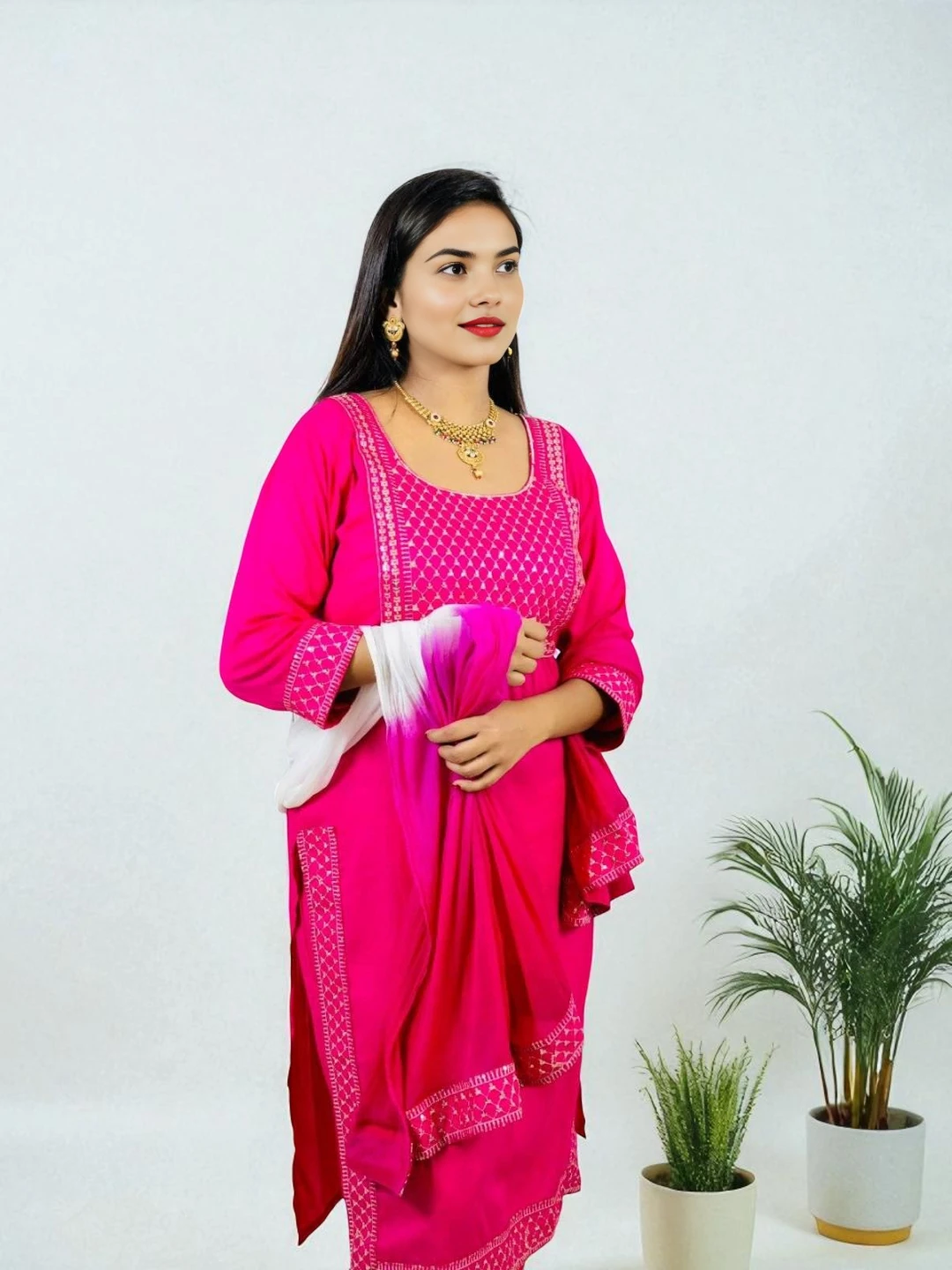 Women's Cotton Kurta Set Pink – Sequined