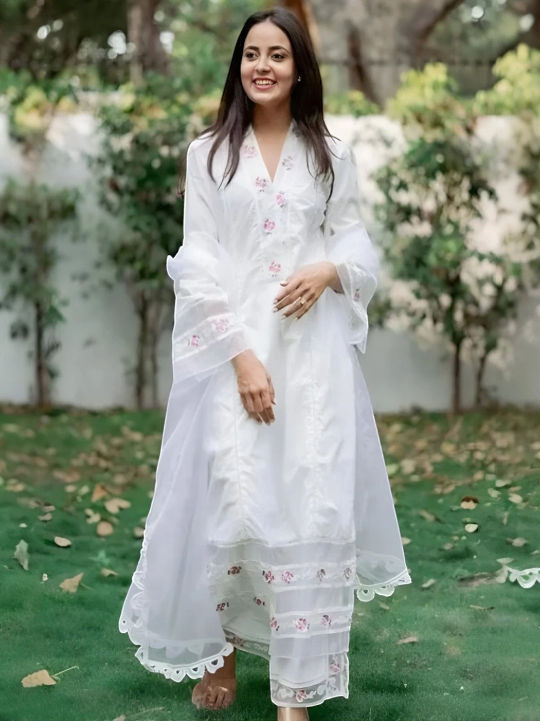 Women's Silk Cotton Kurta Set White – Ready to Wear