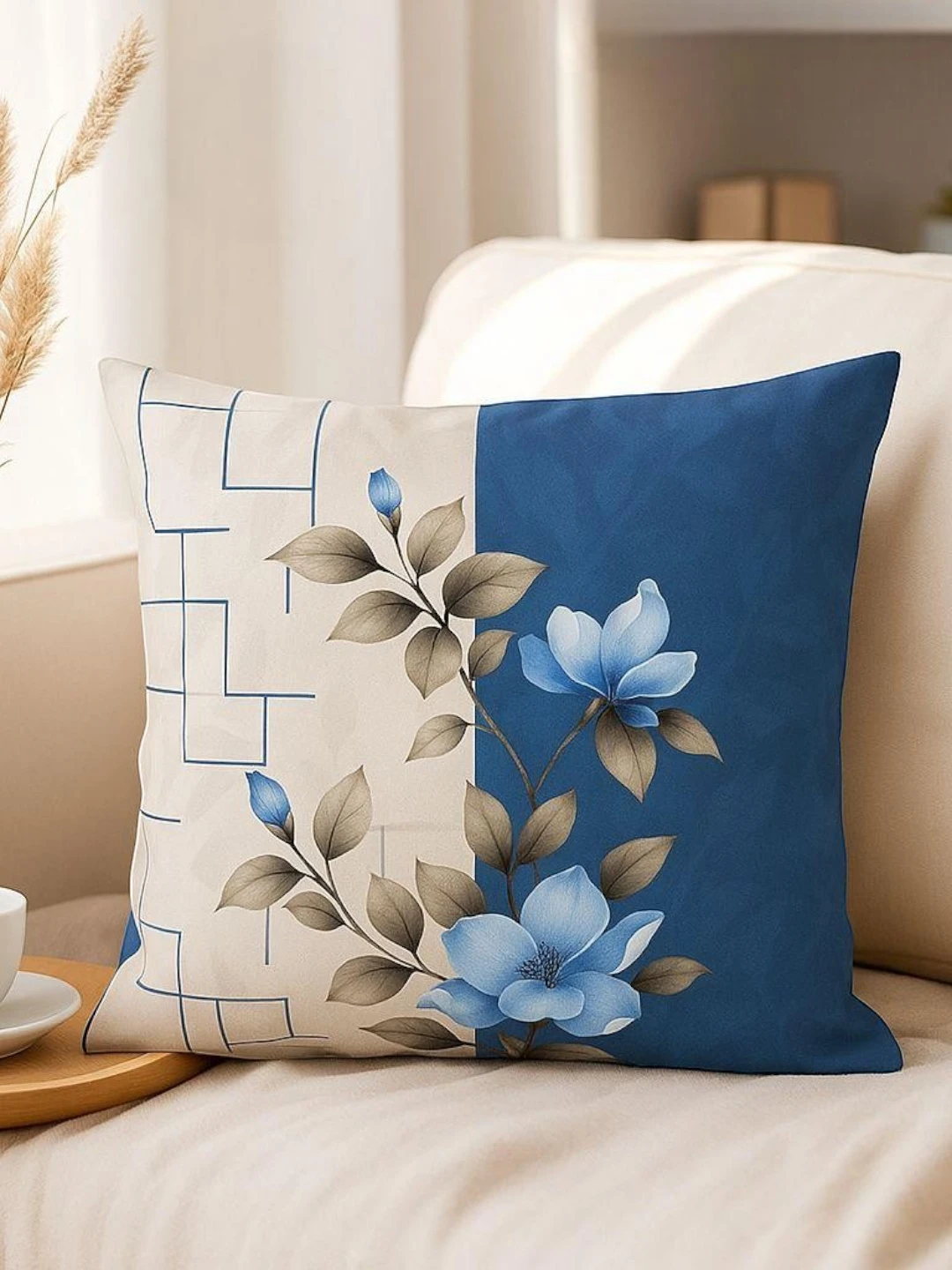 Premium Fabric Pillow Cover Blue