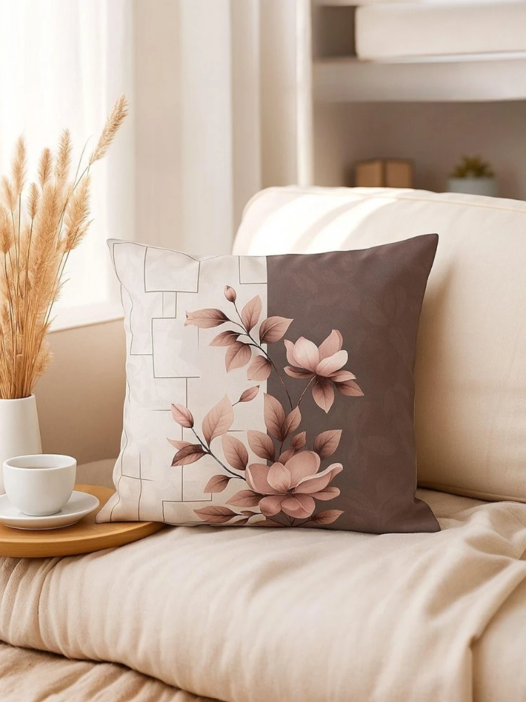 Premium Fabric Pillow Cover Brown