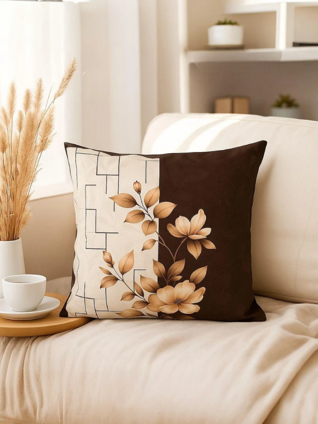 Premium Fabric Pillow Cover Dark Brown