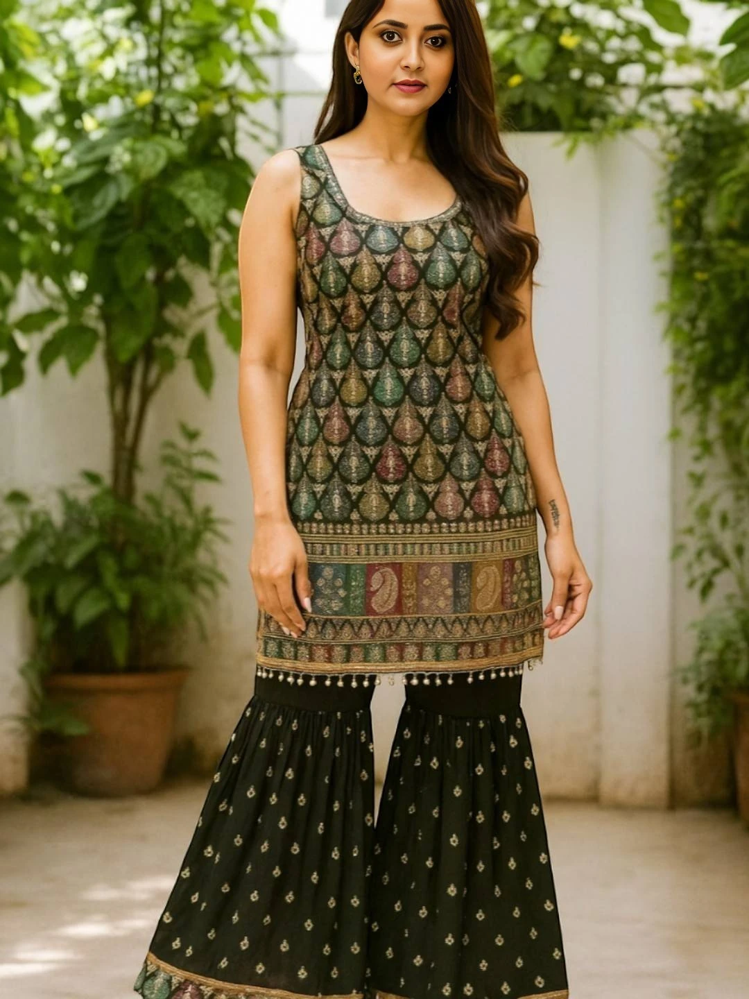 Women's Georgette Kurta Set Green – Embroidered