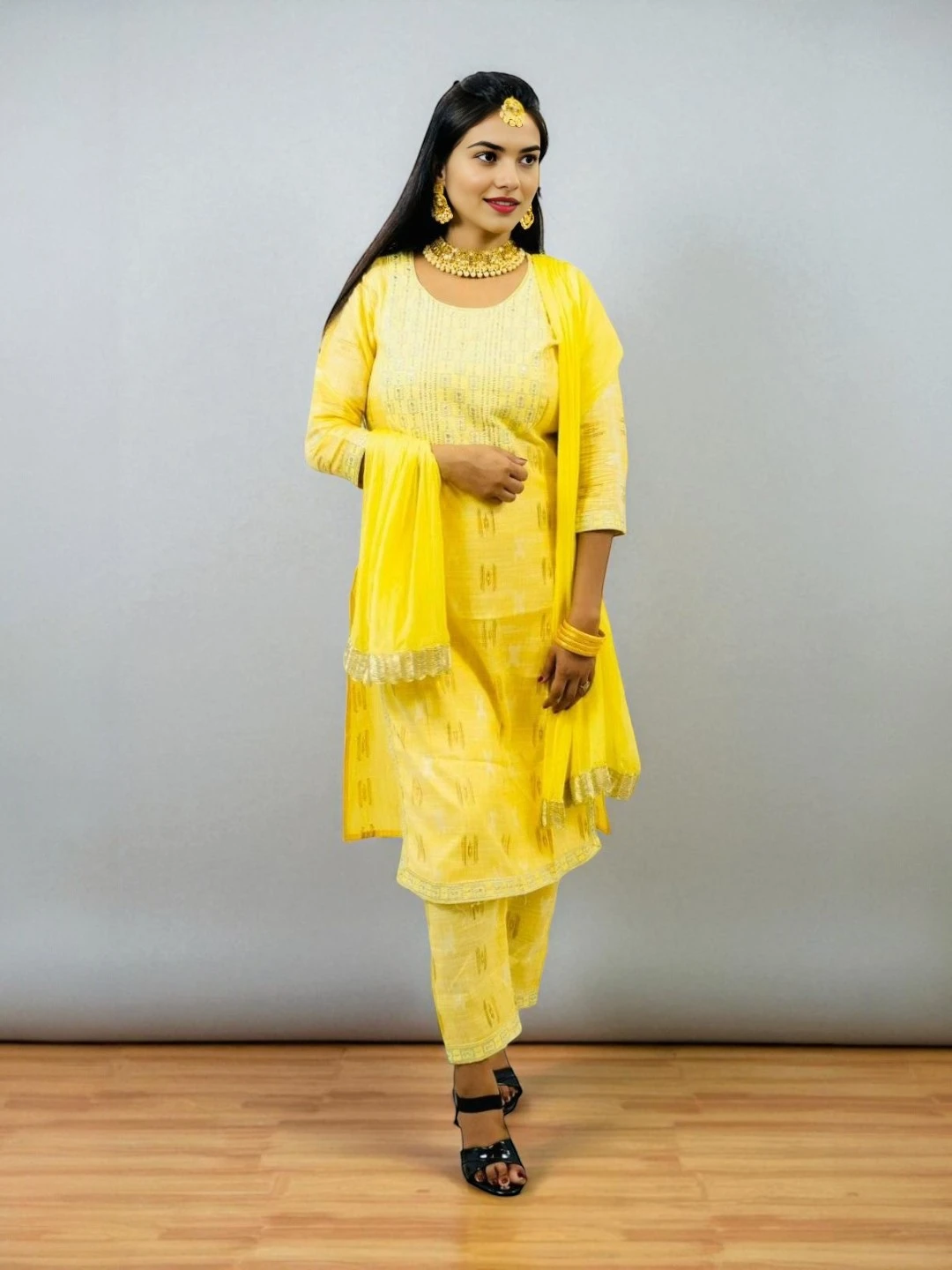 Women's Cotton Kurta Set Yellow – Motif
