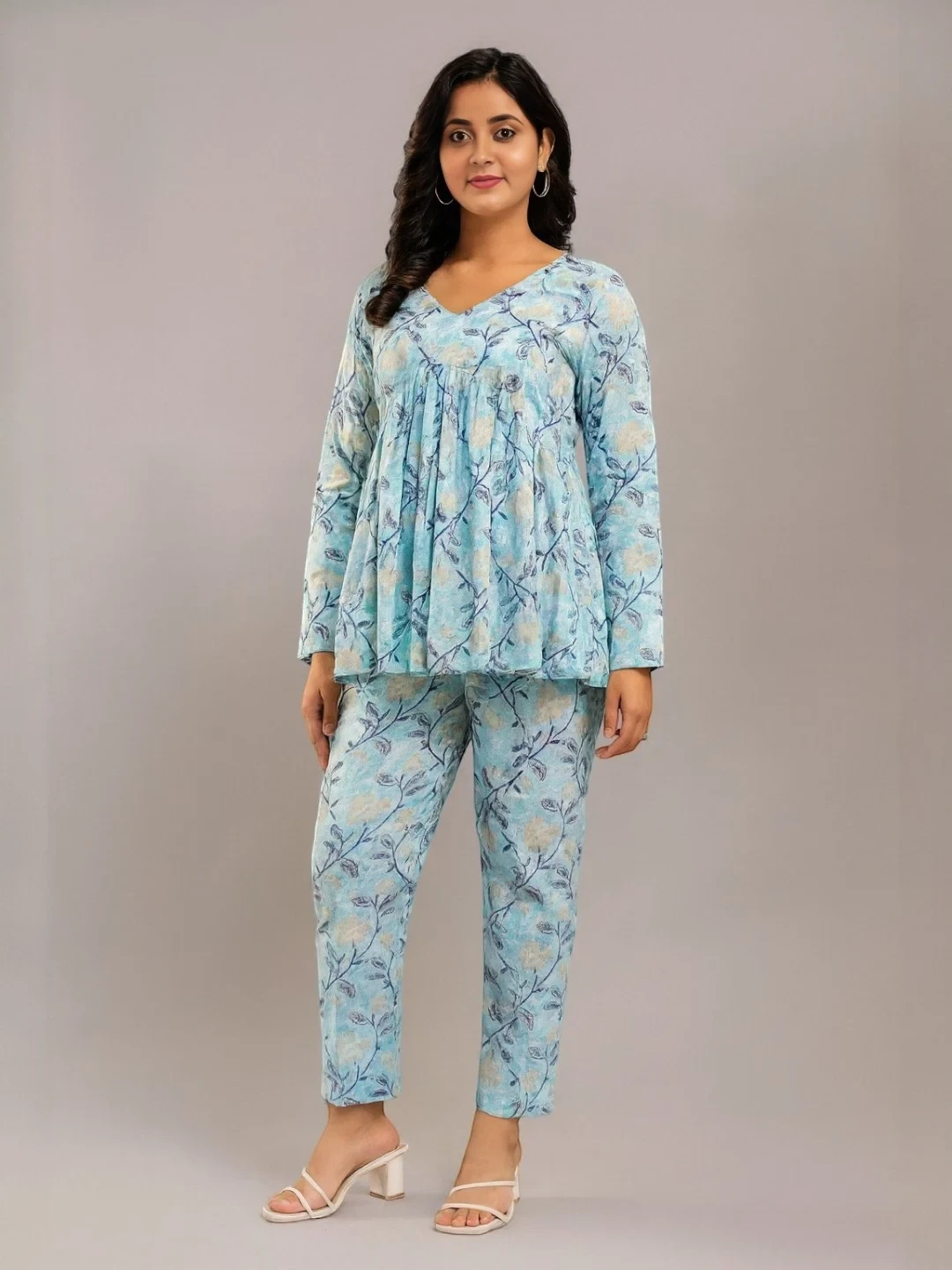 Women's Cotton Co-Ord Set Sky Blue – Ready to Wear