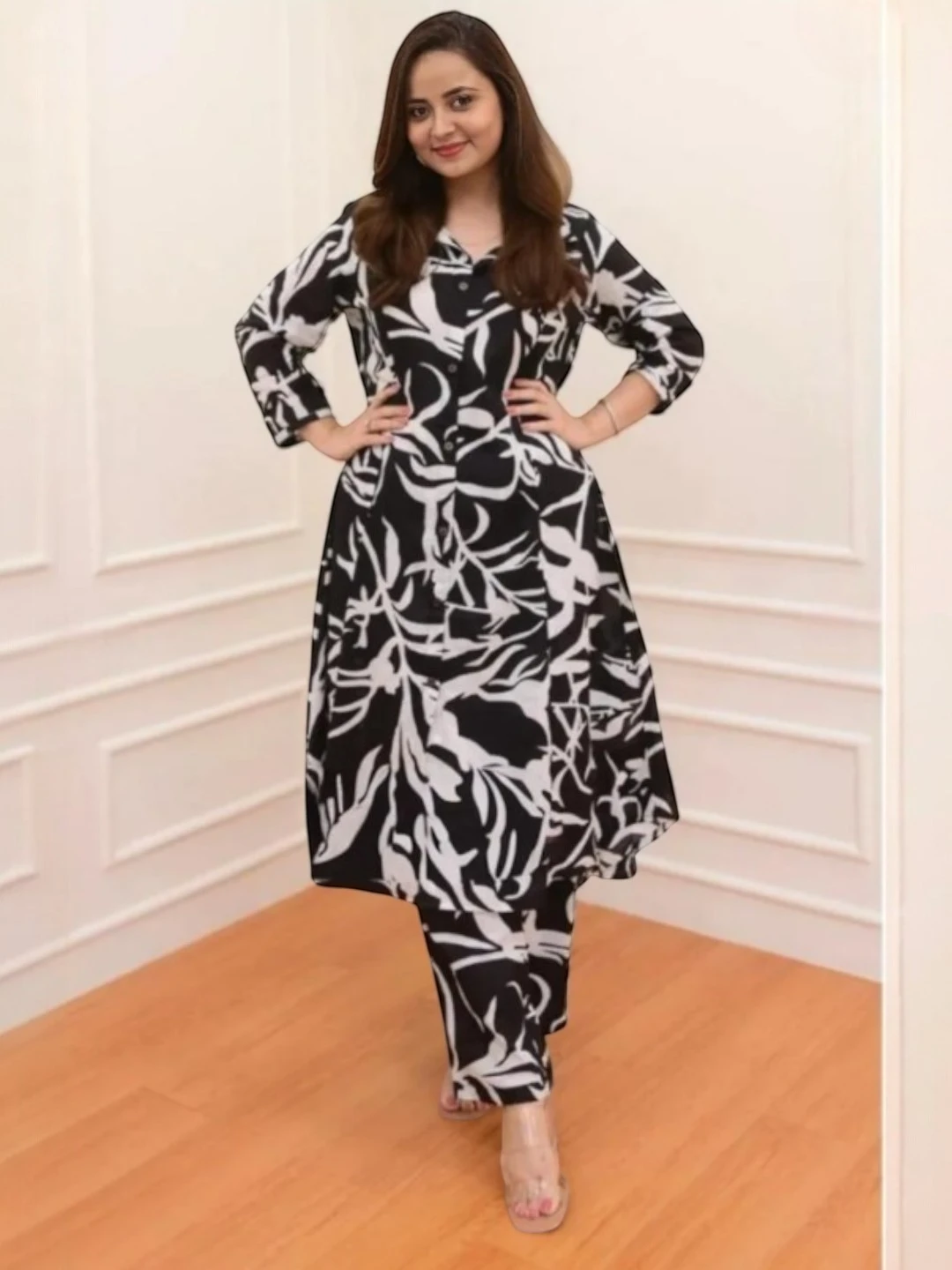 Women's Cotton Kurta Set Black – Ready to Wear