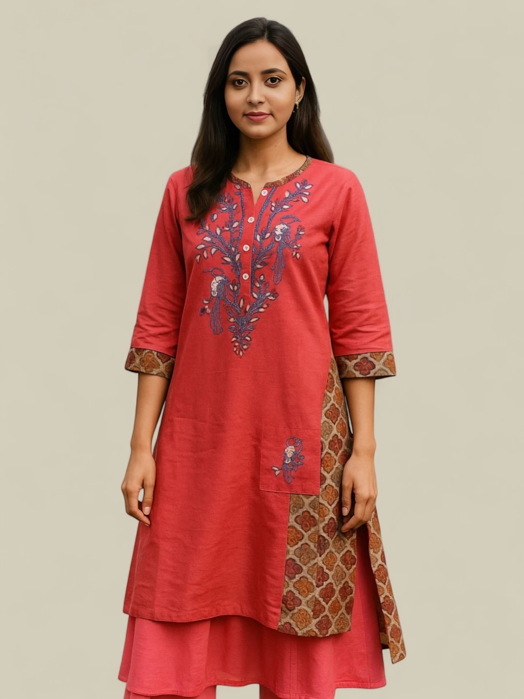 Women's Silk Kurta Red – Ready to Wear