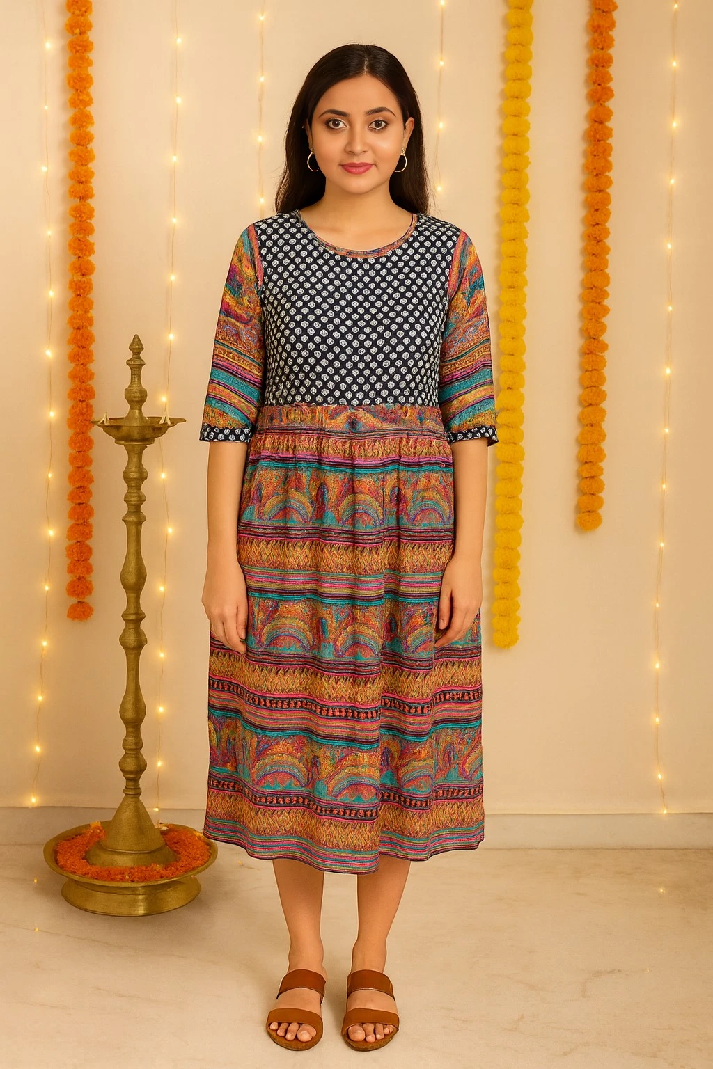 Women's Georgette Dress Multicolour – a-Line