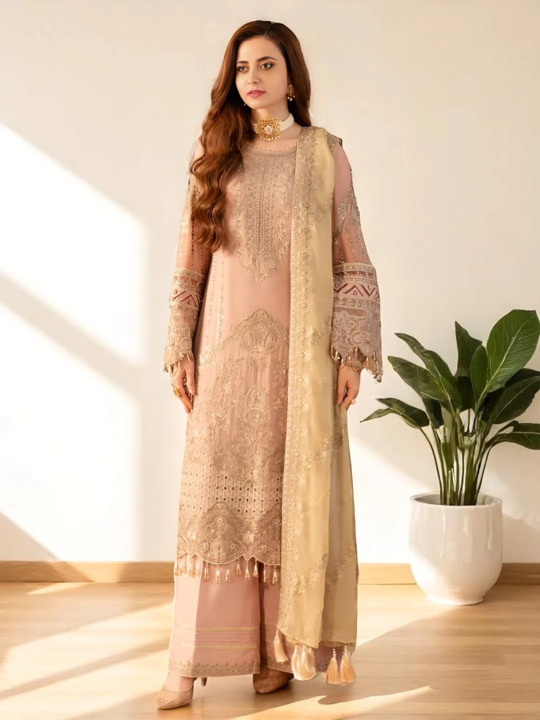 Women's Georgette Salwar Pink – Sequined