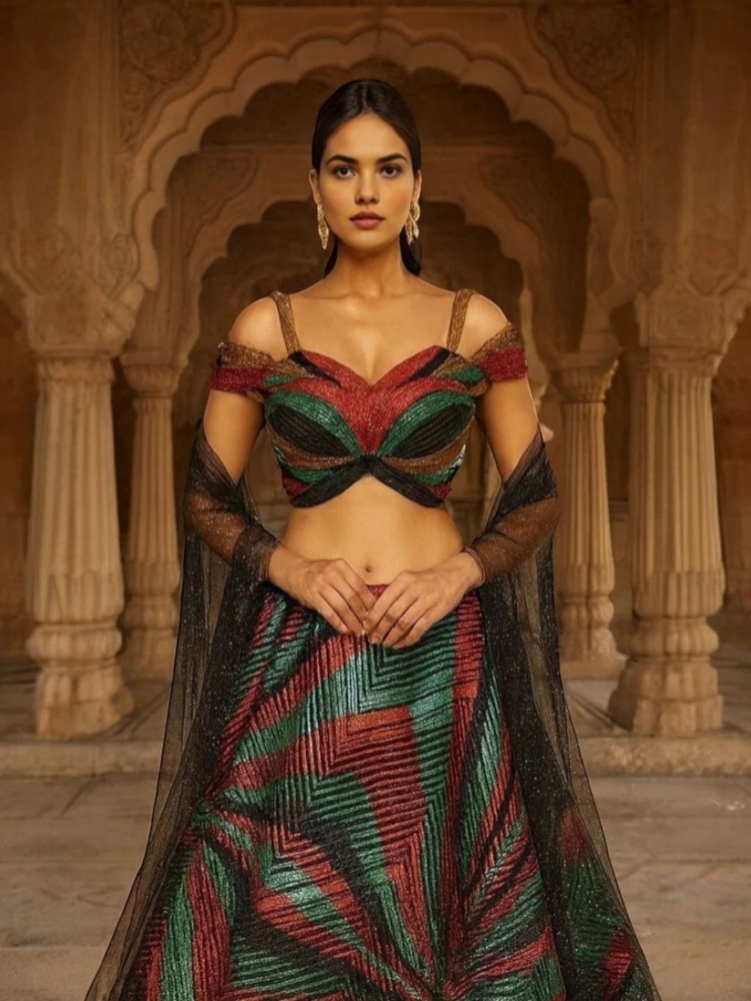 Women's Net Lehenga Choli Multicolour – Ready to Wear