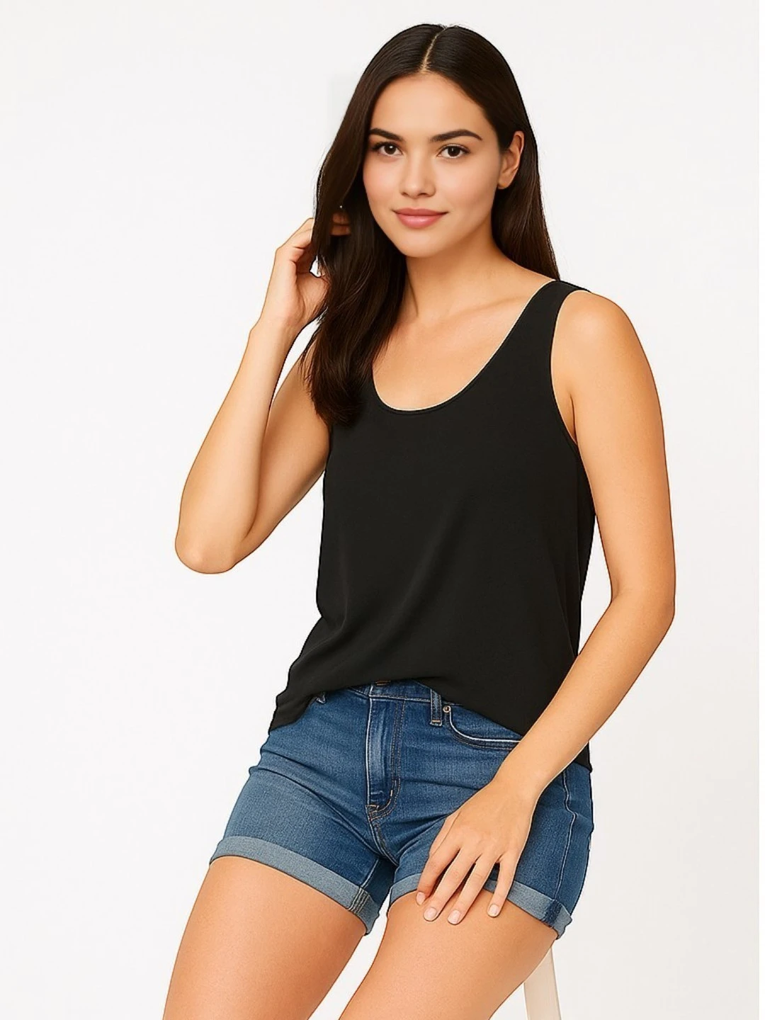 Women's Georgette Top Blue – Solid