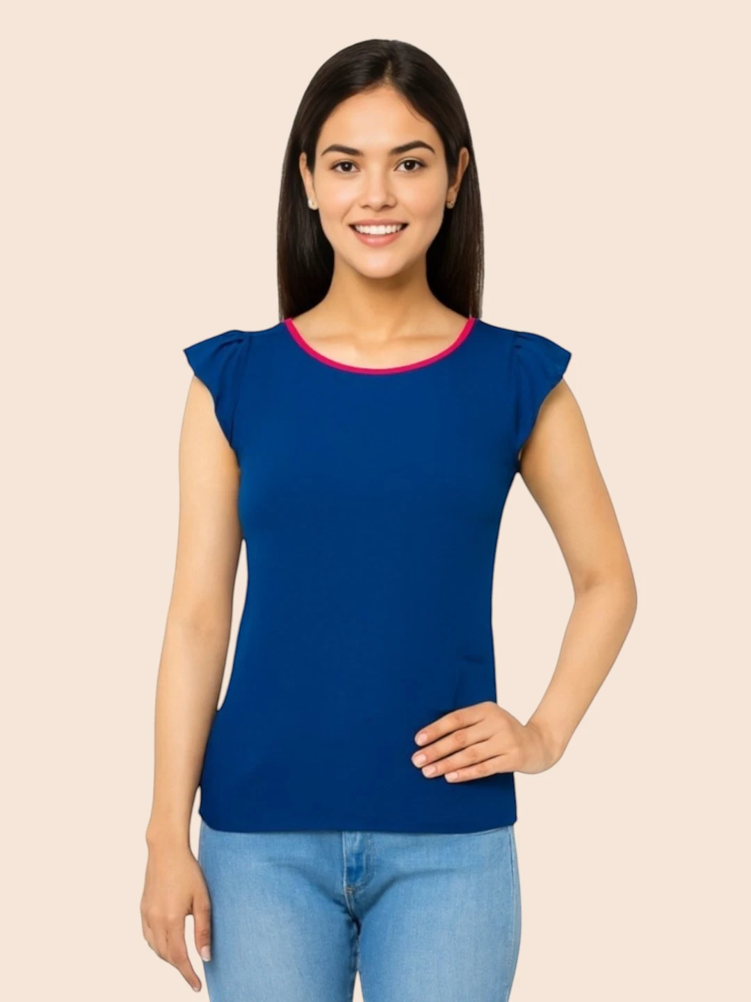 Women's Georgette Top Blue – Solid
