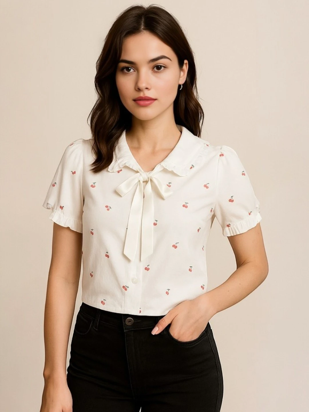 Women's Chiffon Top White – Printed