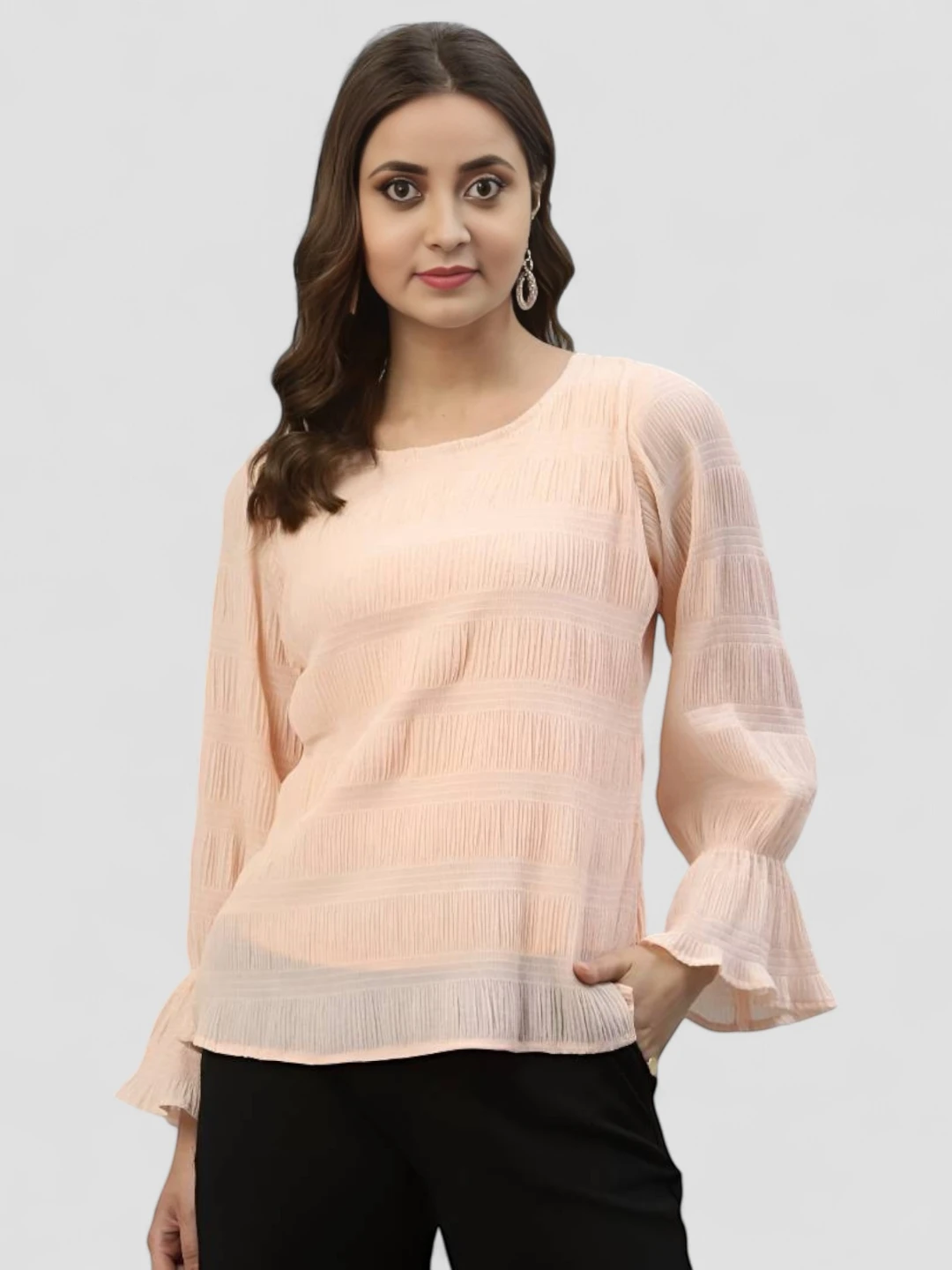 Women's Georgette Top Peach – Casual