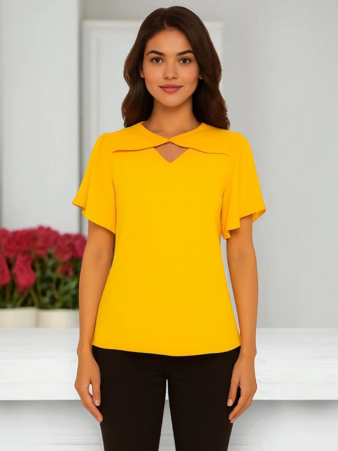 Women's Georgette Top Yellow – Flared