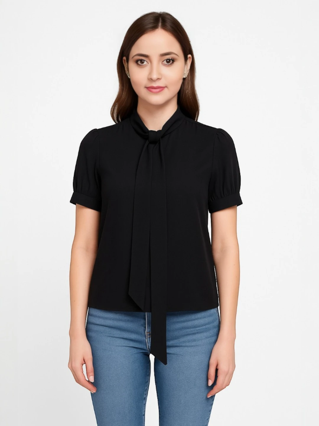 Women's Georgette Top Black – Solid