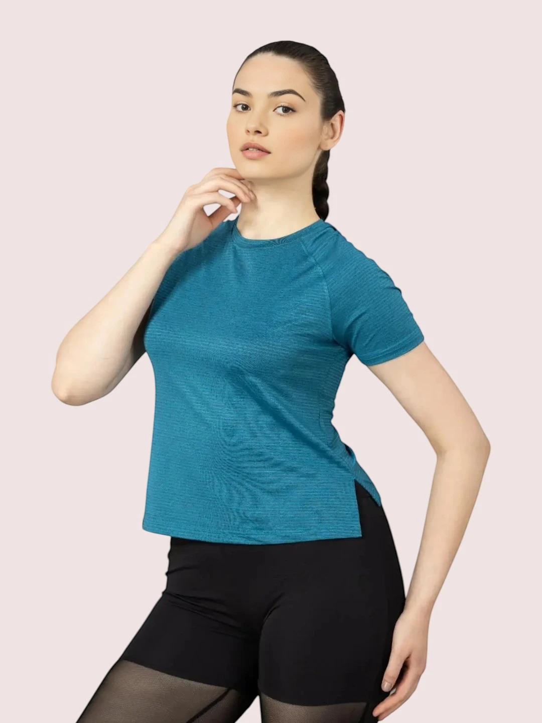 Women's Melange T-Shirt Teal Blue – Ready to Wear