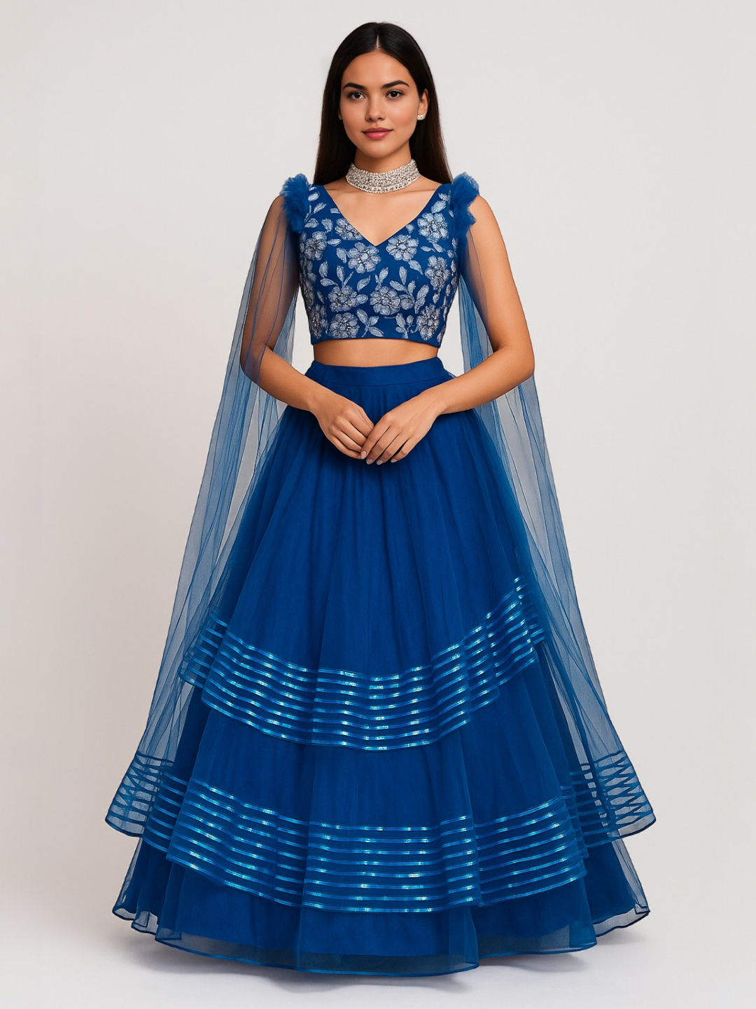 Women's Lehenga Choli Blue – Embroidered
