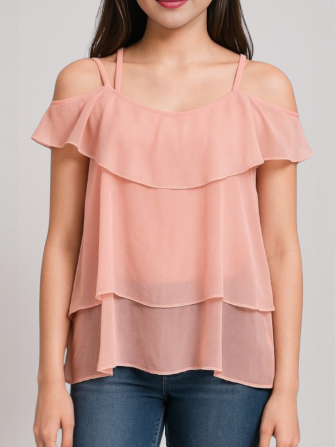 Women's Georgette Top Blue – Solid
