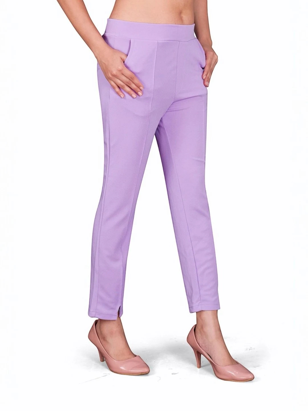 Women's Premium Fabric Pants Lavender – Slim Fit — view 2
